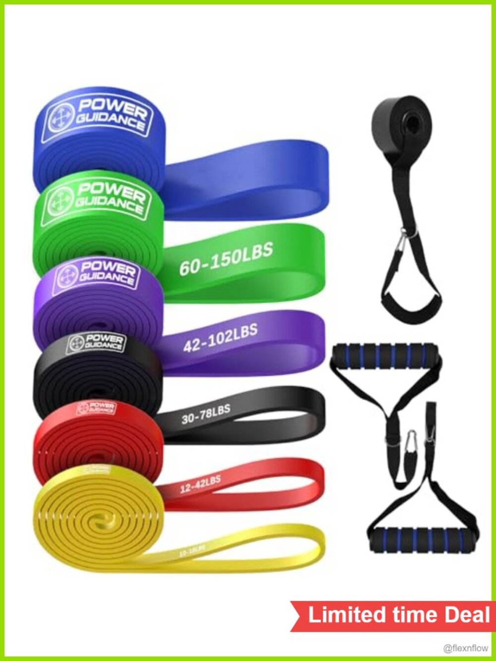 5 Level Pull Up Resistance Bands Set with Handles Door Anchor Storage Bag
